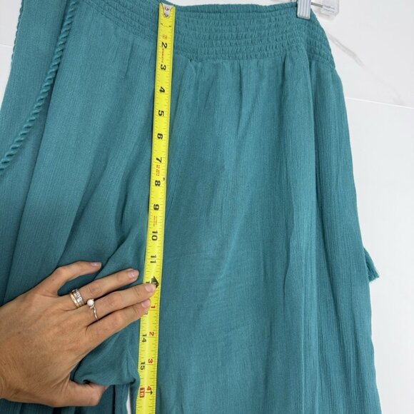 NWT Sundance "Spice Route" Embroidered Wide Leg Viscose Pants Sz M Teal $118 - Picture 13 of 15